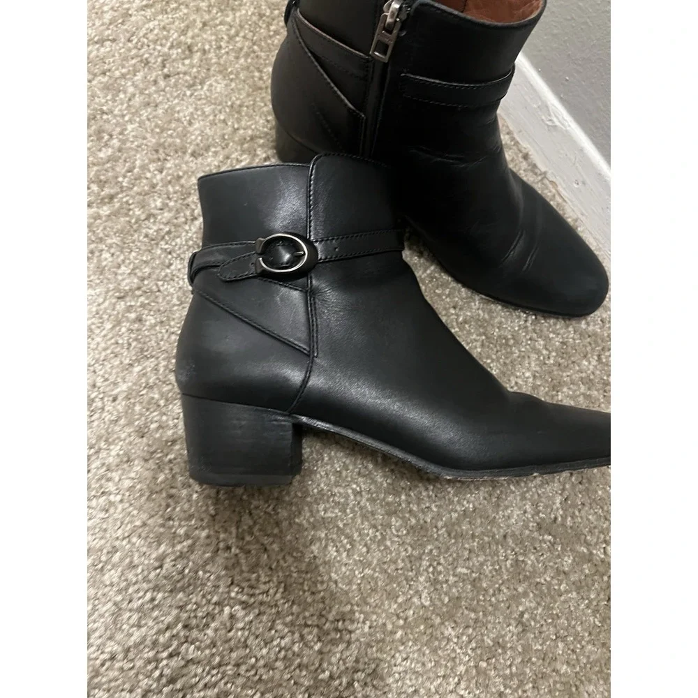 Coach Women's Chrystie Bootie Black Leather Ankle Heeled Size 9